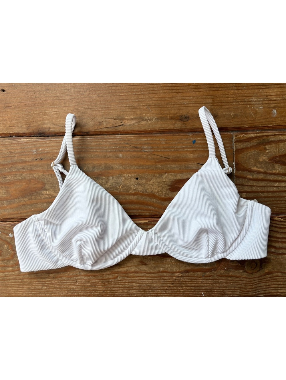 Beach Riot White Ribbed Underwire Bikini Top Size Large